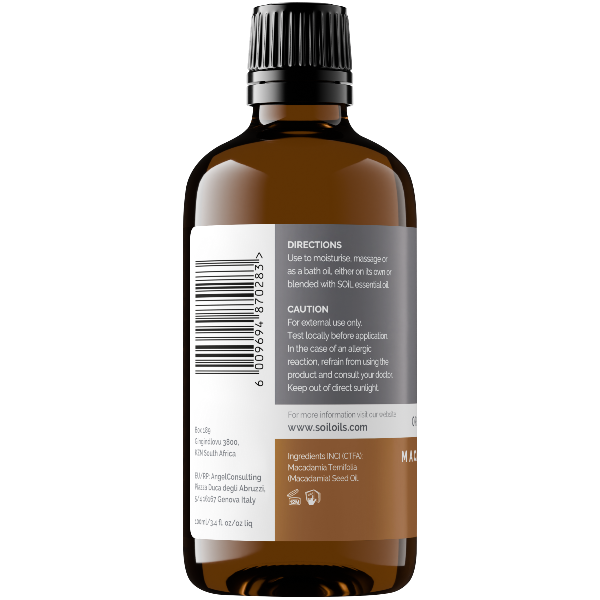 Organic Macadamia Nut Oil (Macadamia Integrifolia) 100ml